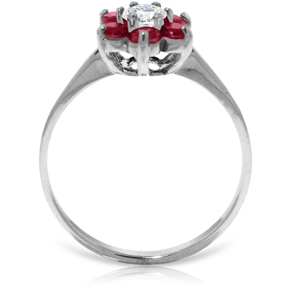 14K. SOLID GOLD RING WITH NATURAL DIAMOND & RUBIES